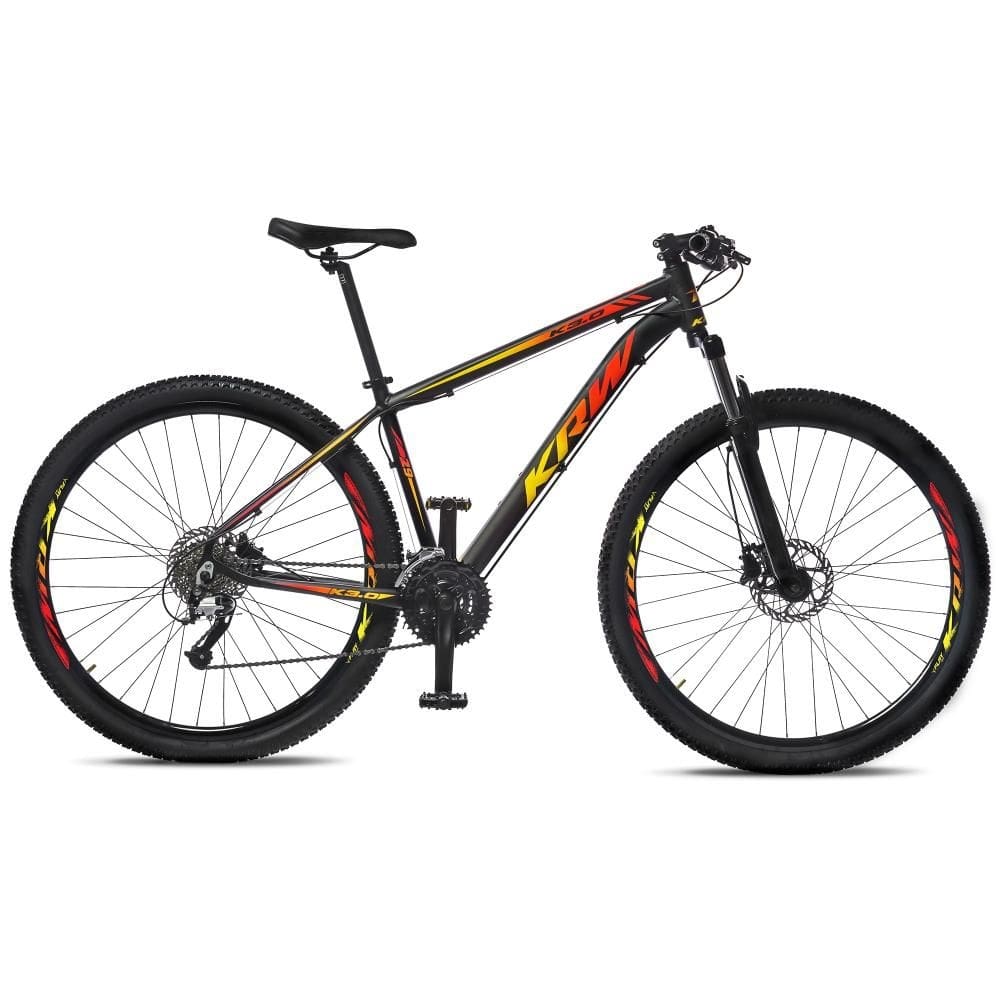 Bicicleta Krw R3 Aro 29 Susp. Dianteira 27 Marchas - Amarelo/vermelho