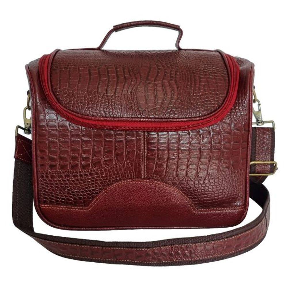 Bolsa Frasqueira Viagem de Couro Cor Vermelho Bordô HF01 | HAMISH