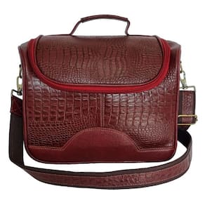 Bolsa Frasqueira Viagem de Couro Cor Vermelho Bordô HF01 | HAMISH