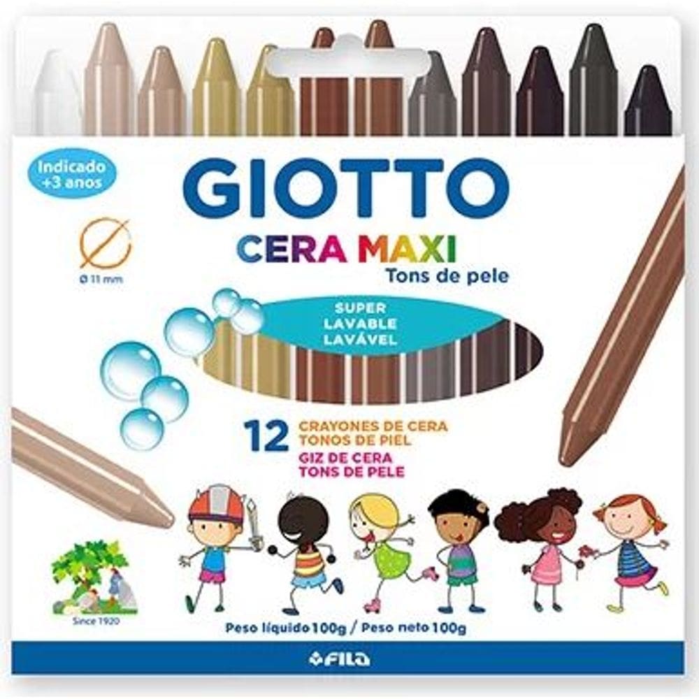 Giz de Cera Maxi Tons de Pele Giotto - 12 Cores