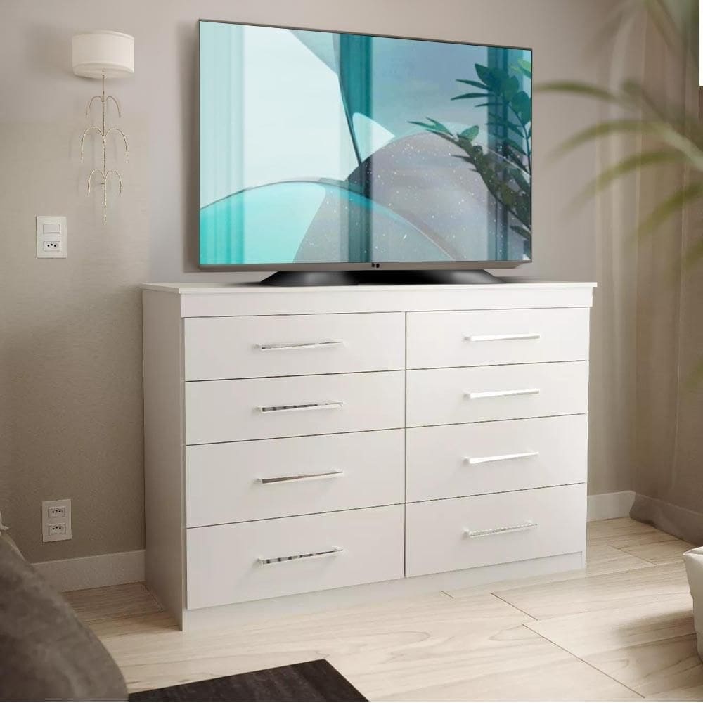 Cômoda Grande Para TV Até 50 Polegadas Branco Millie Shop Jm