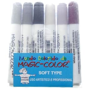 Marcador Magic Color Soft Type 6 Cores Tons de Cinza