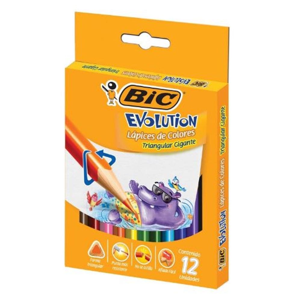 Lápis de Cor Triangular Gigante BIC Evolution 12 Cores