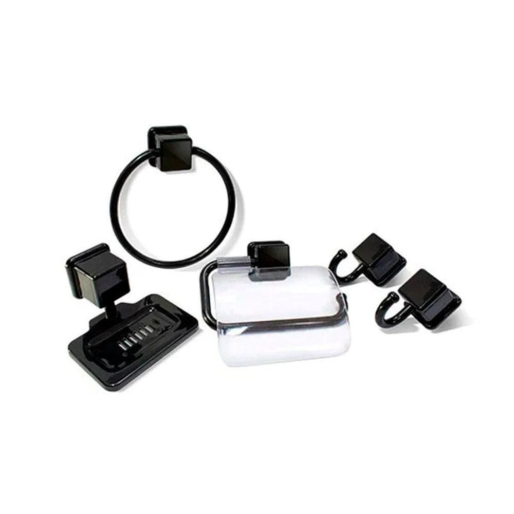 Kit Acessorios Para Banheiro Caribe 5pcs Preto