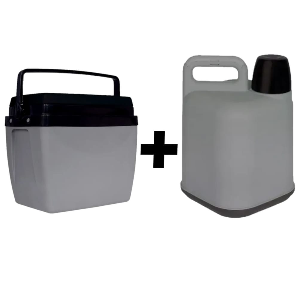 kit Caixa Térmica 34 Litro Com Garrafão 5 Litros - MOR Cor:Cinza