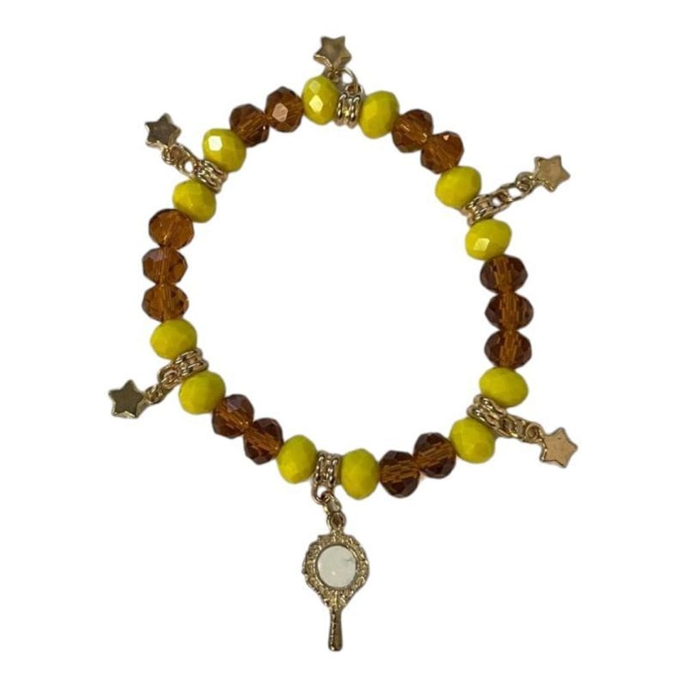 Pulseira Oxum Luxo Abebê Com Estrelas Cristal E Silicone