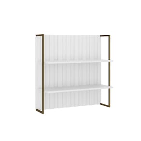 Aéreo Ripado MDF Branco com Prateleiras e Tubo Ouro Velho Carraro
