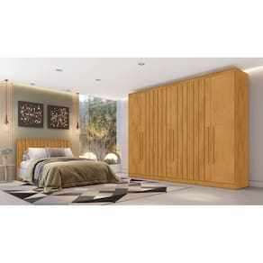 Guarda Roupa Casal Ripado 6 Portas 4 Gavetas - Oxford-Peroba - Made Marcs