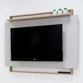 Painel para TV até 50 Polegadas Prateleira Àpila Rimo Carvalho/OffWhite