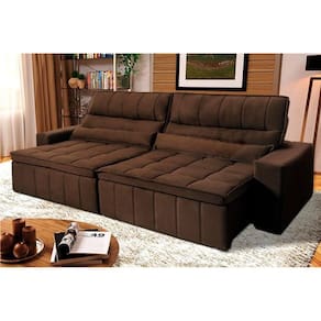 Sofá Retrátil Reclinável Supremo 2,30m Suede Velut Marrom Molas no Assento - King House