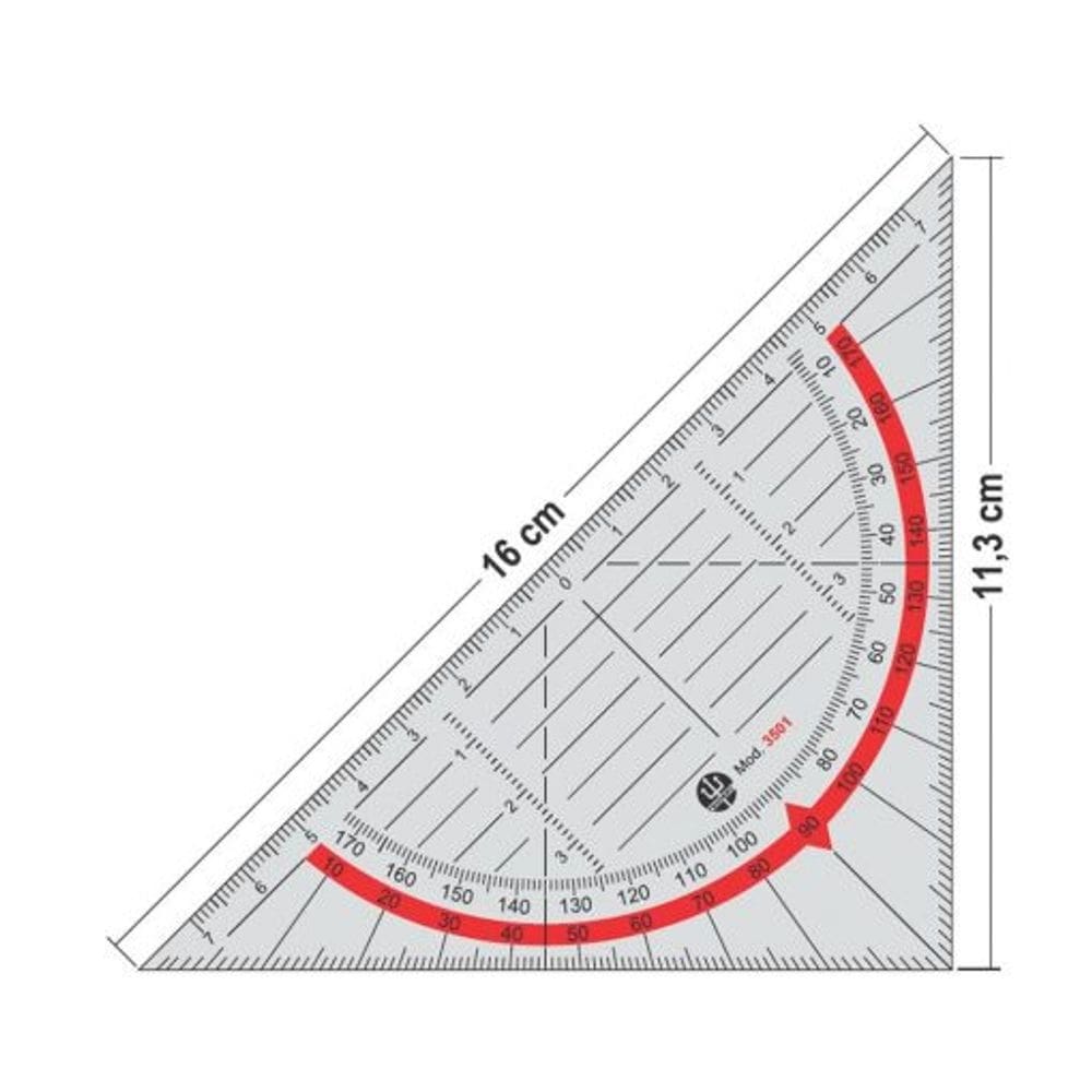 Esquadro acrílico com Transferidor Trident - 16cm Ref.3501