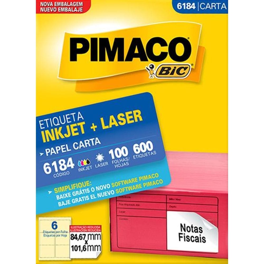 Etiqueta Inkjet/Laser Pimaco 6184 - 84,67 mm x 101,6 mm