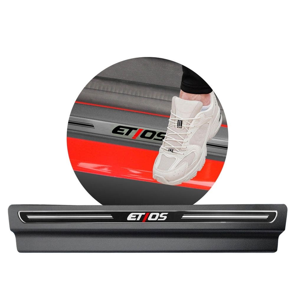 Jogo Soleira Premium Elegance Toyota Etios 2012 2013 2014 2015 - 4 Portas ( Vinil + Resinada 8 Peças )