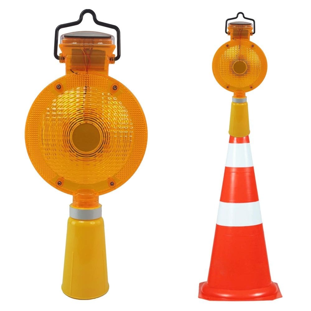 Sinalizador Solar Viário Cone Obra Luz Solar Automático Sinalização Chuva Led Energia Solar Estrada Rua Rodovia