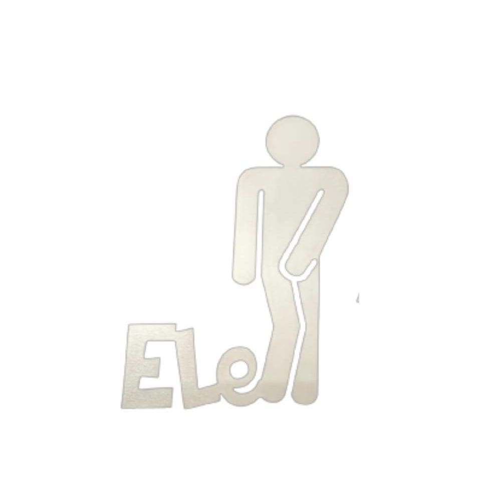 Plaquinha Para Banheiro Masculino Ele 3mm Branco [F031]