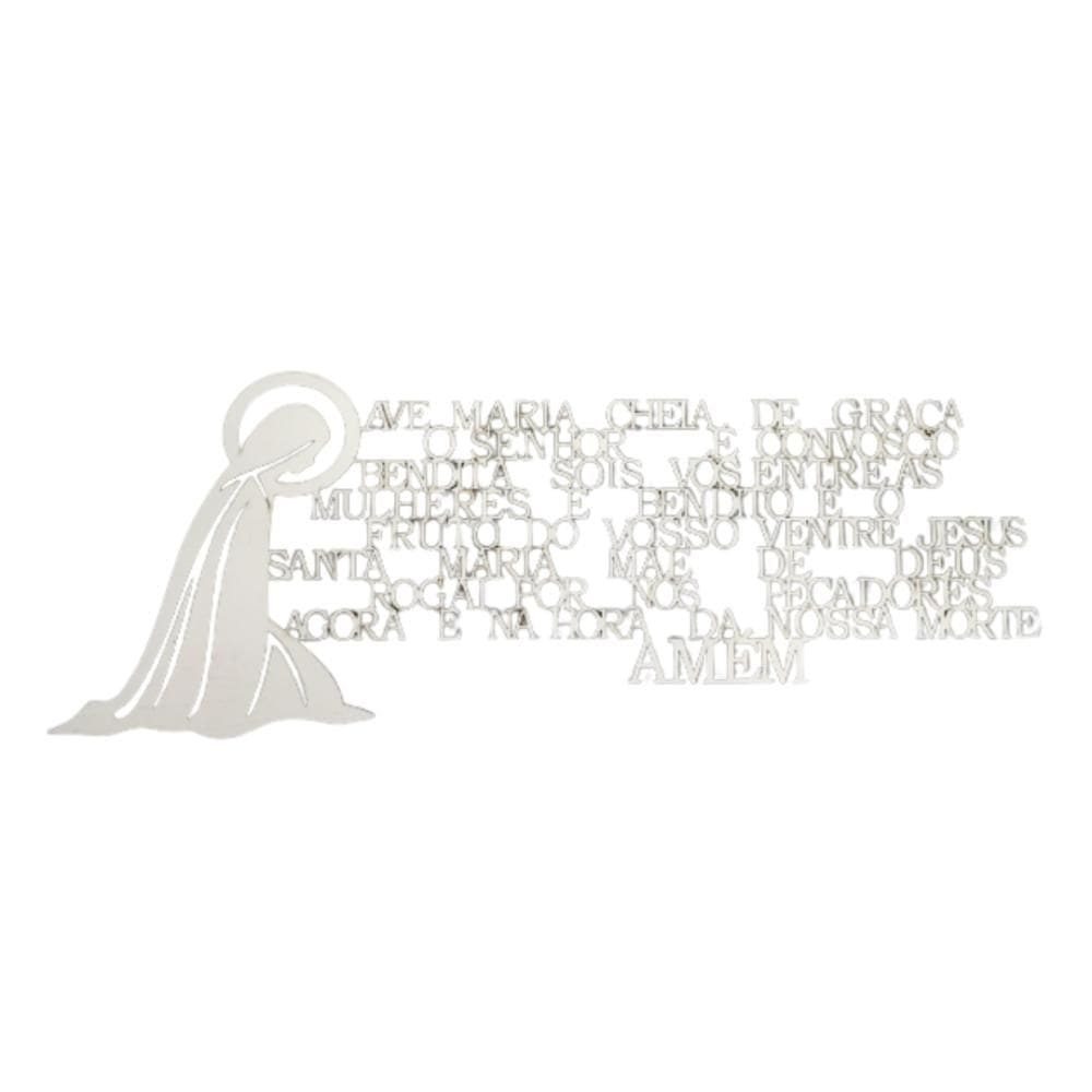 Ave Maria 50x20 Cm Oração Imagem Top Mdf 3mm Branco [F031]