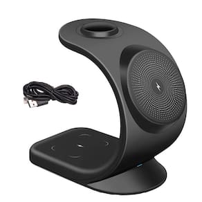 Carregador Por Induçao Rapido 3 Em 1 Celular Fone Ouvido Relogio Wireless Carregamento Magnetico Rapido 15W Mesa Balcao Escrivaninha Casa