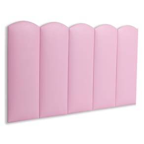 Cabeceira Solteiro Estofada Kit 5 Placas Nuvem - Courino Rosa