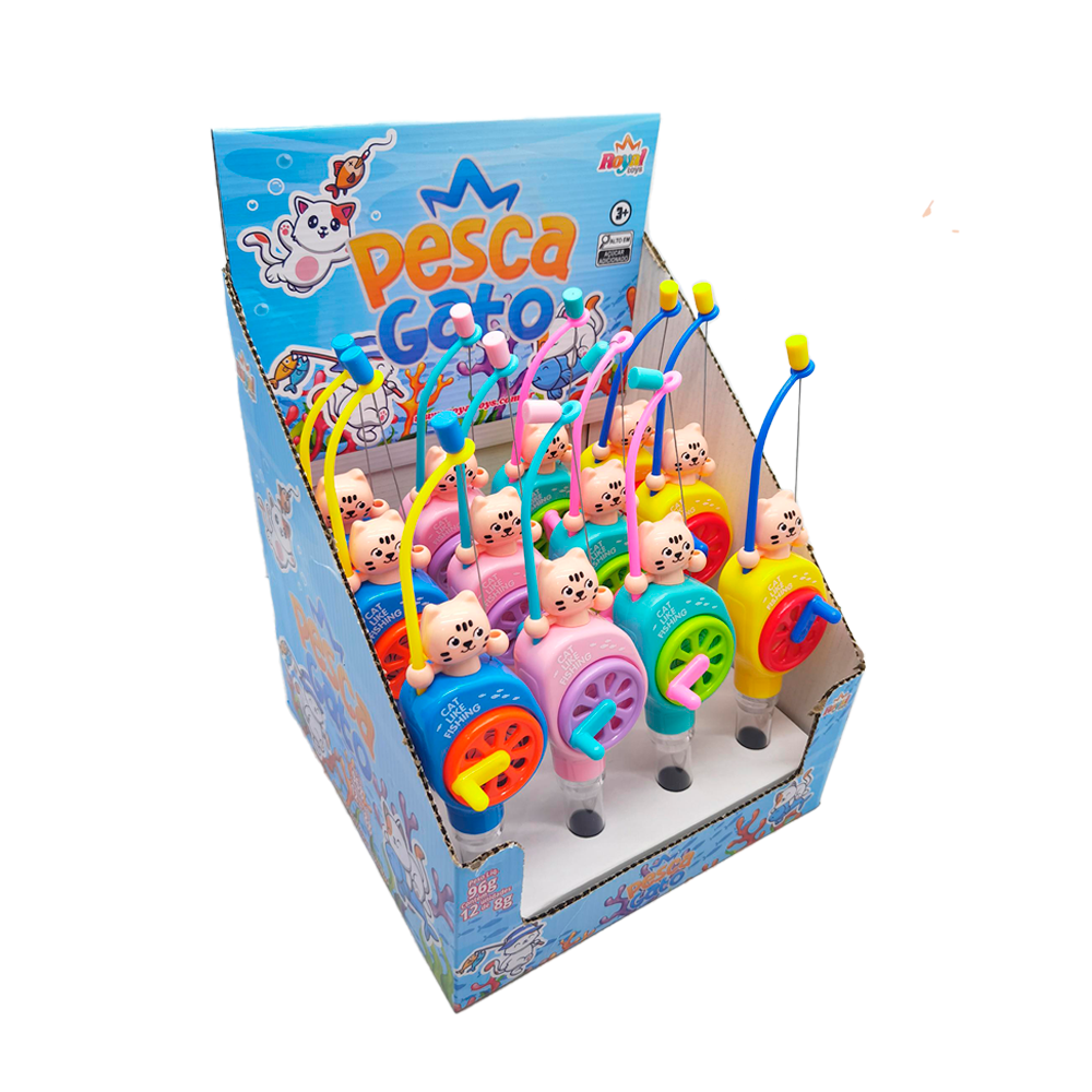 Pesca Gato com Vara e Balinhas Tutti Frutti - 12 Unidades