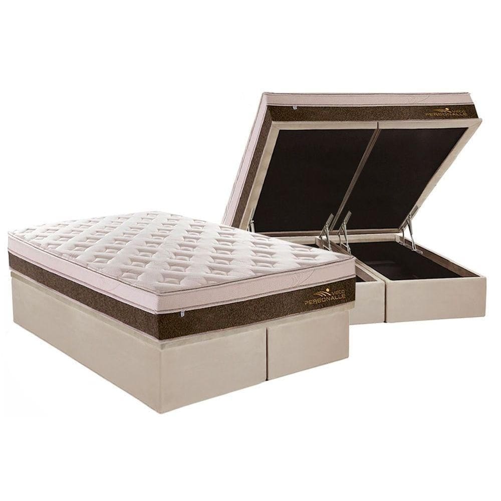 Cama Box Baú King: Colchão Molas MasterPocket Ensacadas Plumatex   Personalle + Base CRC Suede Clean(193x203)