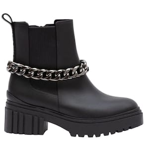 Bota Coturno Casual J-Lastic Tratorada com Zíper e Corrente Petite Jolie Chelsea Pj7148