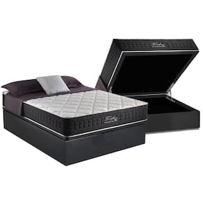 Cama Box Baú Casal: Colchão Molas MasterPocket Ensacadas Anjos Fort Flex + Base CRC Suede Cinza(138x188)