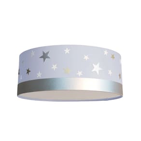 Luminária Plafon Infantil Estrelas Cúpula Cinza 40X15 2E27