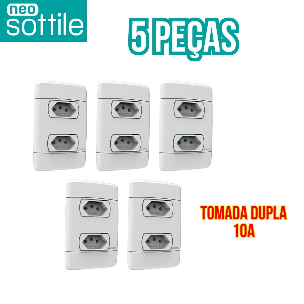 Kit Neo Sotille 5 Tomadas Duplas 10A