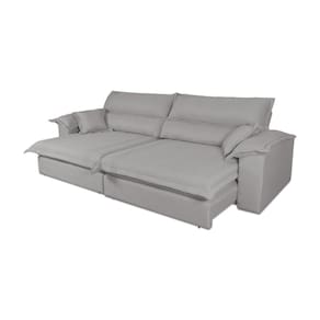 Sofá Retrátil Reclinável 2,30m Nivus Cinza Molas Ensacadas - King House