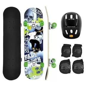 Skate Infantil Com Kit De Proteção E Bolsa Estampas Variadas