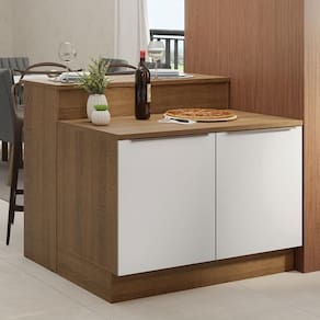 Ilha De Cozinha Com Bancada E Balcão 120 Cm Rustic/branco Lux Madesa Rustic/branco