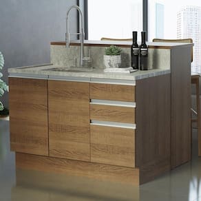 Ilha De Cozinha Com Bancada E Balcão 120 Cm Rustic Glamy Madesa Rustic