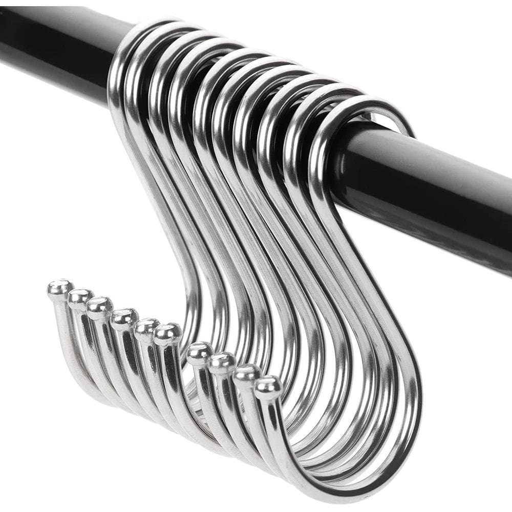 Kit 20 Ganchos Aço Inox Cozinha Barra Tubo Utensílios Tipo S