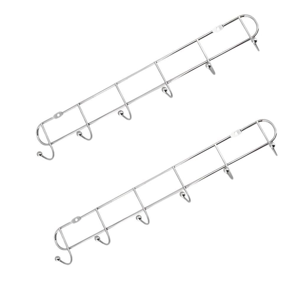 Kit 2 Cabides De Parede Inox Com 6 Ganchos 35Cm Organizador