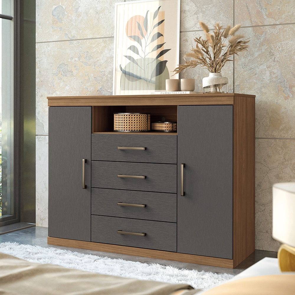 Cômoda com 2 Portas e 4 Gavetas Havana Master Santos Andirá