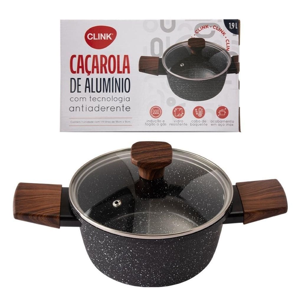 Panela Caçarola De Aluminio Com Indução 1,9L Antiaderente
