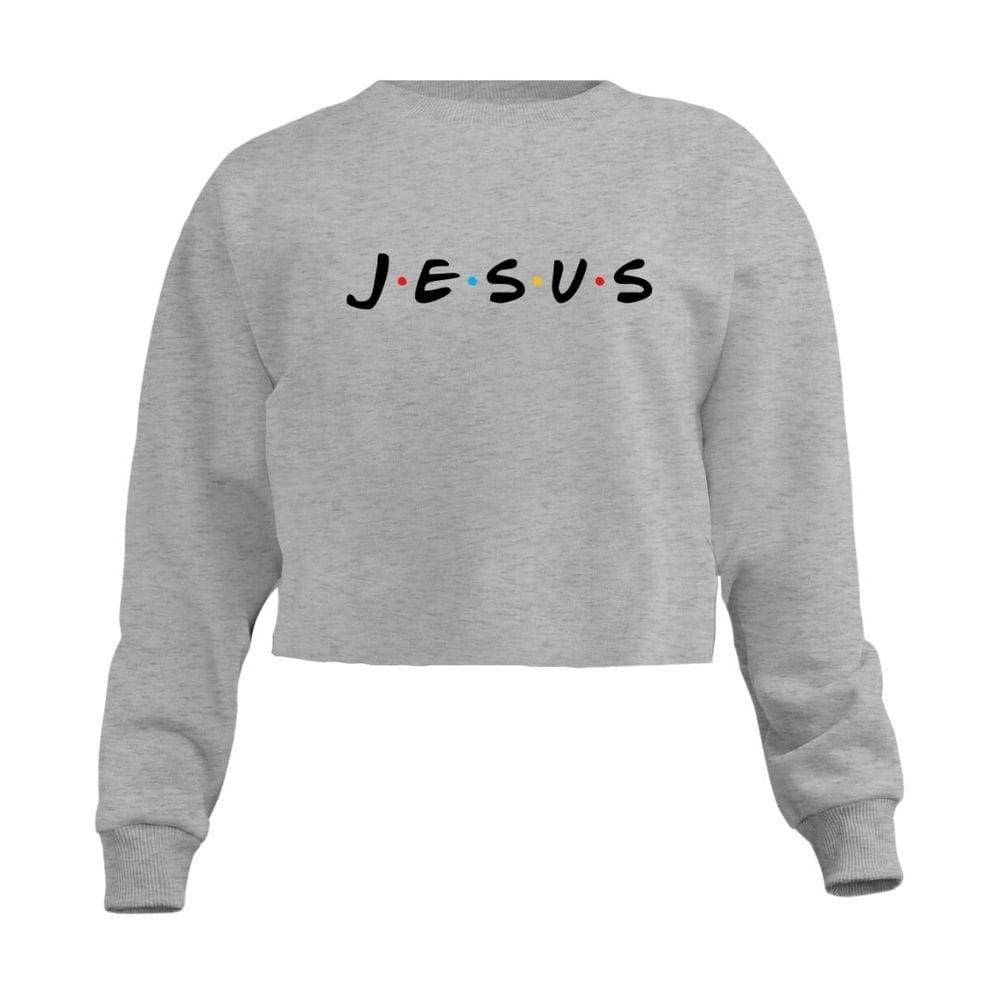 Blusa Cropped Moletom Jesus Equilíbrio Bem e Mal Feminino Personalizado com Cintura Descosturada