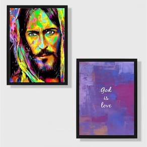 Kit 2 Quadros Decorativos God Is Love 33X24Cm - Com Vidro