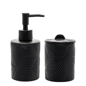 Conjunto kit Banheiro 2 Peças de Cerâmica Leaf Preto
