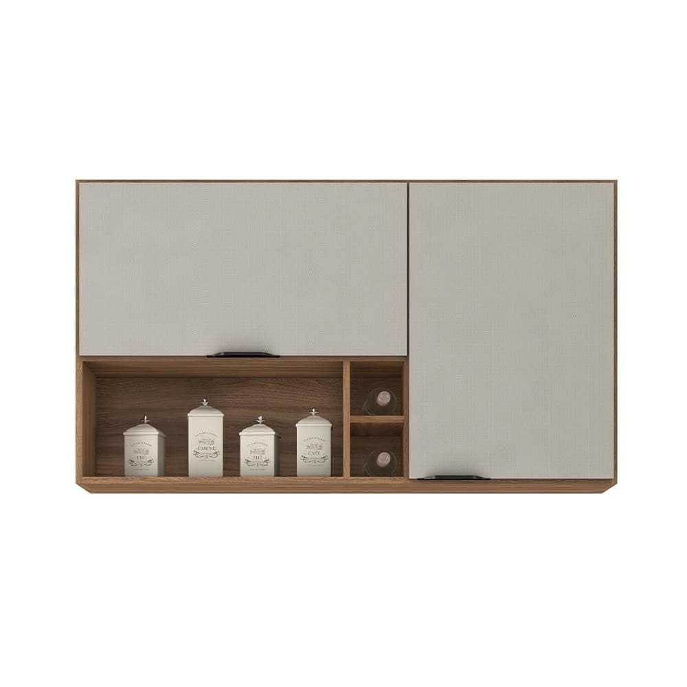 Armário de Cozinha Aéreo 02 Portas 120cm Firenze Amêndola Nude Prime TX Demóbile