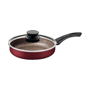 Frigideira Reta Paris 22cm 1,7l Antiaderente Starflon Max Vermelho Com Tampa De Vidro