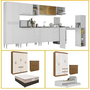 Casa Completa Mobiliada Armário Cozinha/Quarto Solteiro e Casal Multimóveis CR60004