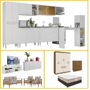 Armário Cozinha Kit Casa Completa Mobiliada 3 ambientes Multimóveis CR60000