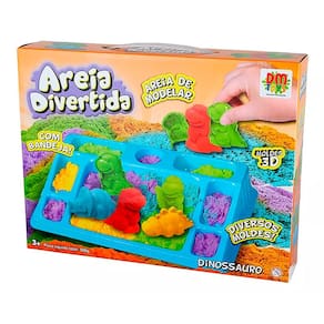 Areia Divertida de Modelar Dinossauro Moldes 3D DMT6644 - DM Toys