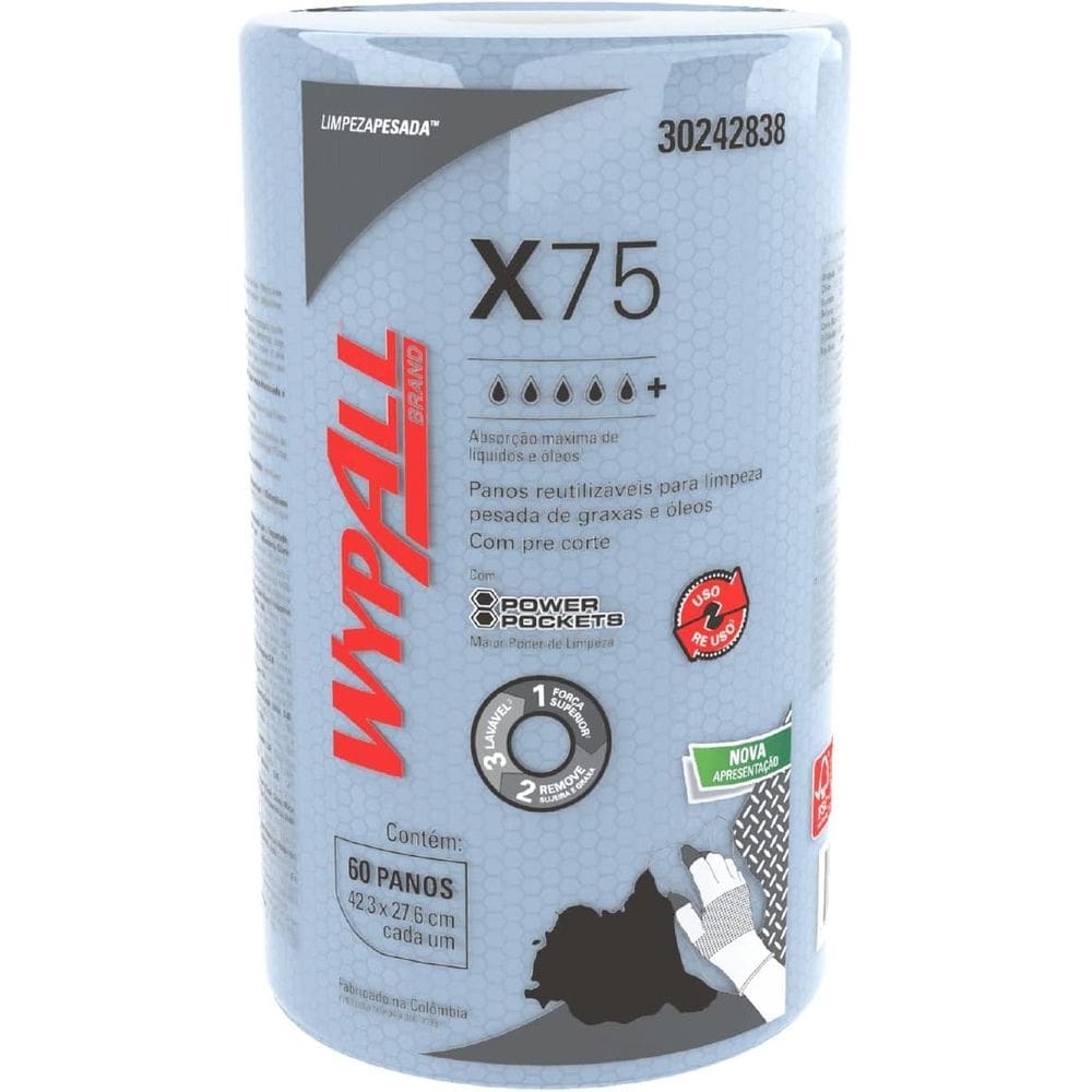 Pano De Limpeza Wypall X75 Rolo Com 60 Folhas