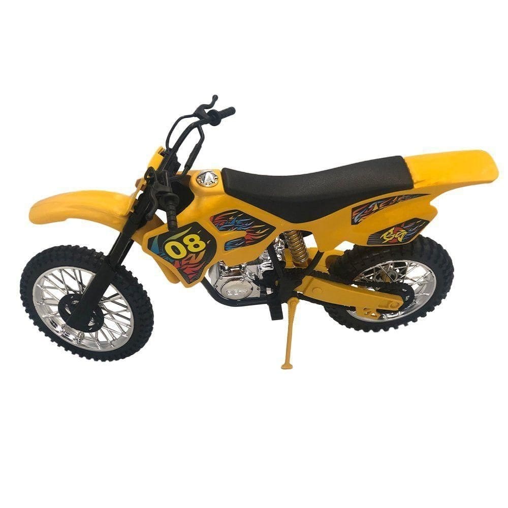Moto De Motocross De Brinquedo Com Apoio Cor:amarelo