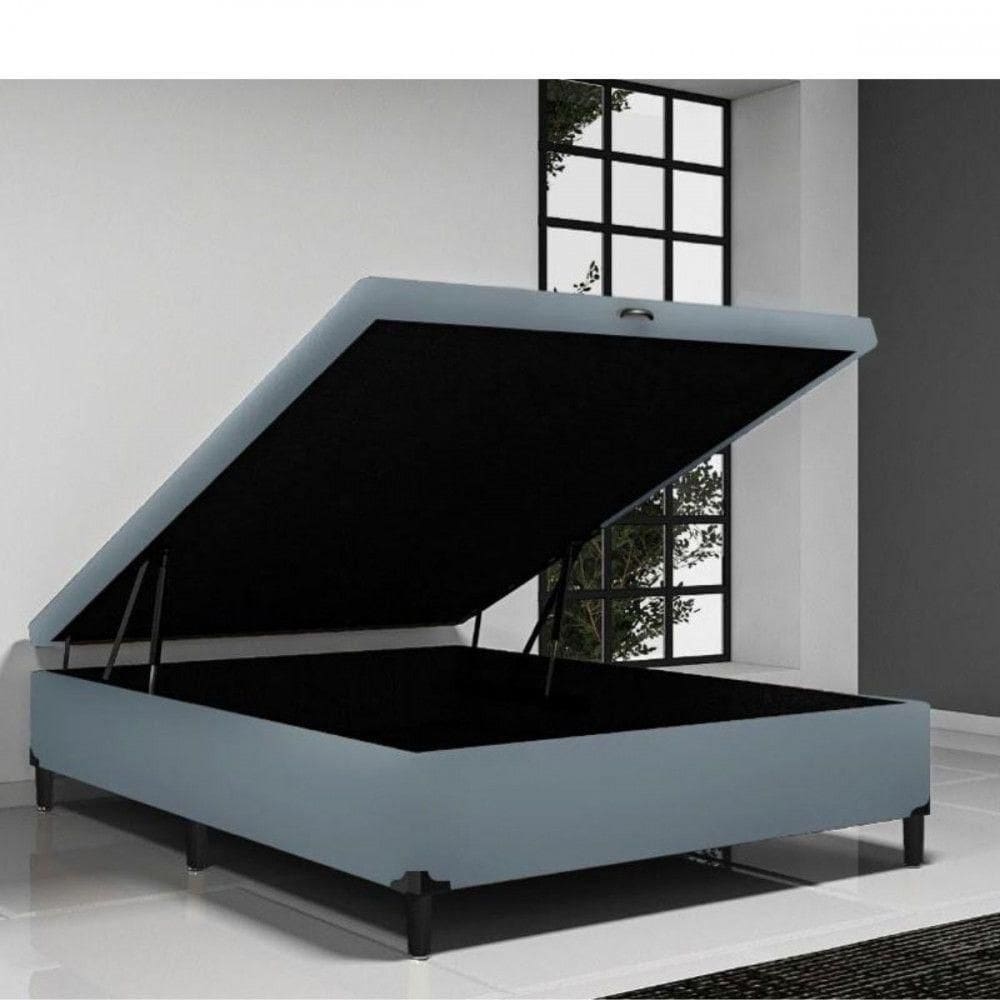 Base Box Para Colchão Casal Com Baú Itaflex 1,38x1,88x0,45 Cinza