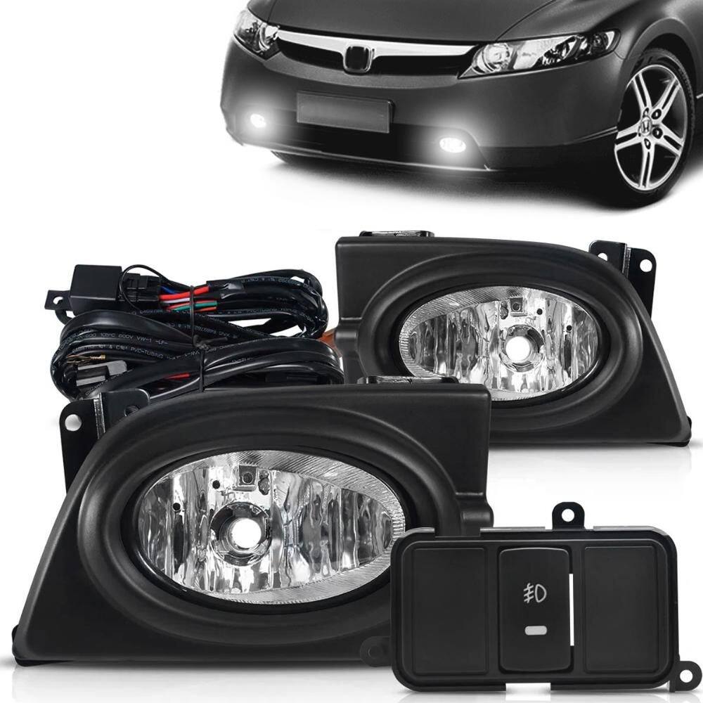 Kit Farol Milha New Civic 2007 2008 Auxiliar Neblina Botão