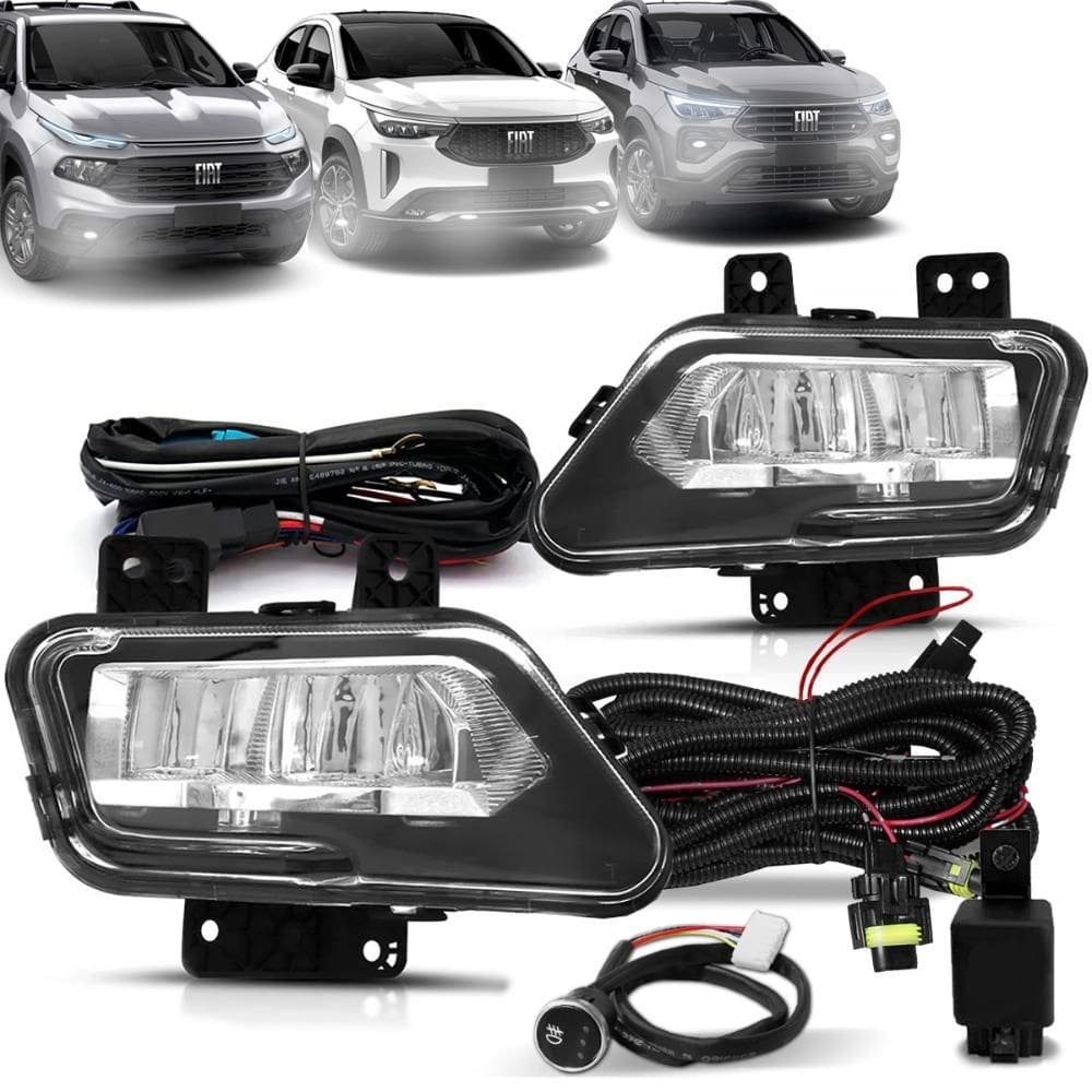 Kit Farol de Milha Fiat Fastback Toro Pulse 2021 a 2024 Full LED Botão Modelo Original Touch