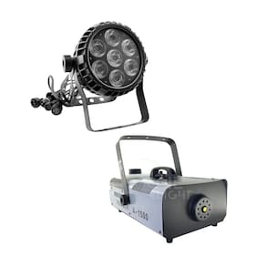 Kit 2 Par Led 7X12W 6In 1 Rgbwa+Uve Maquina De Fumaça 1500W